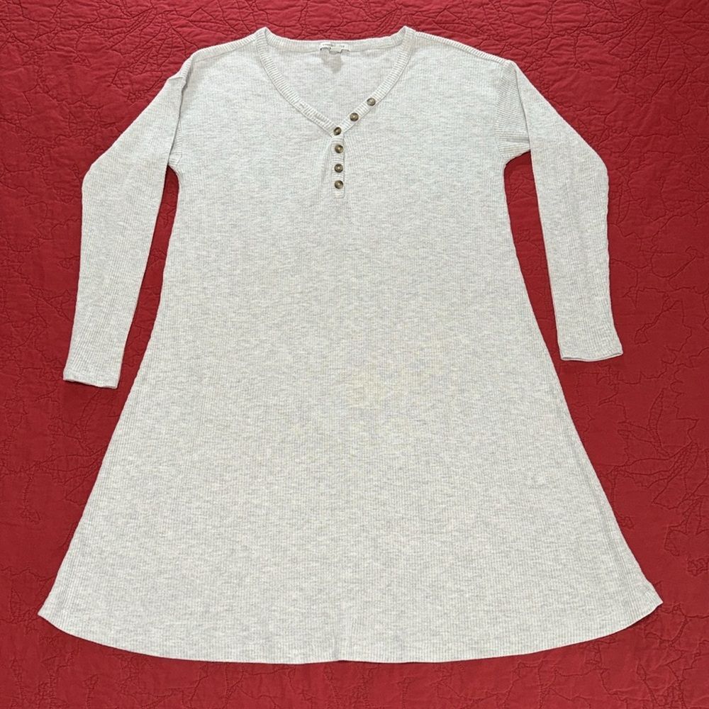 American Eagle Cream V-Neck Henley Long Sleeve Dress Lounger Size Medium Tall